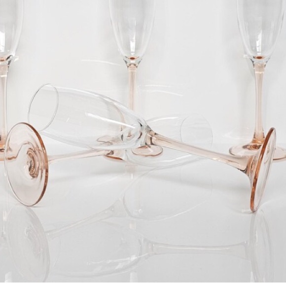 Vintage  Luminarc French Champagne Flute Glasses with Pink Base & Stem. Set of 2 - Picture 12 of 14